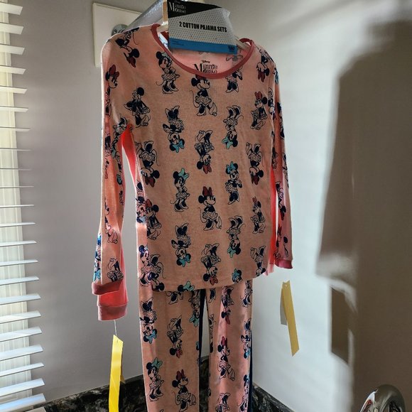 Set of 2 Pairs Disney Minnie Mouse 100% Cotton Sleepwear Set Size 8 Kids - Picture 2 of 10